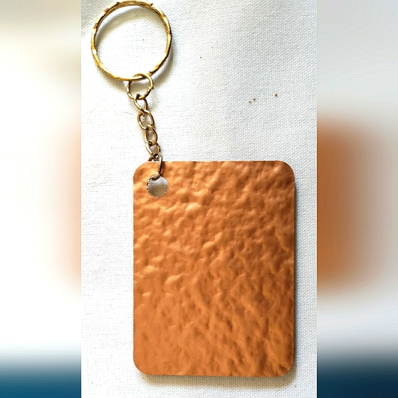 NEW Handmade Keychain Bag Tag! Copper Muro3. Gold Wooden Heart. Unisex. - Picture 2 of 7